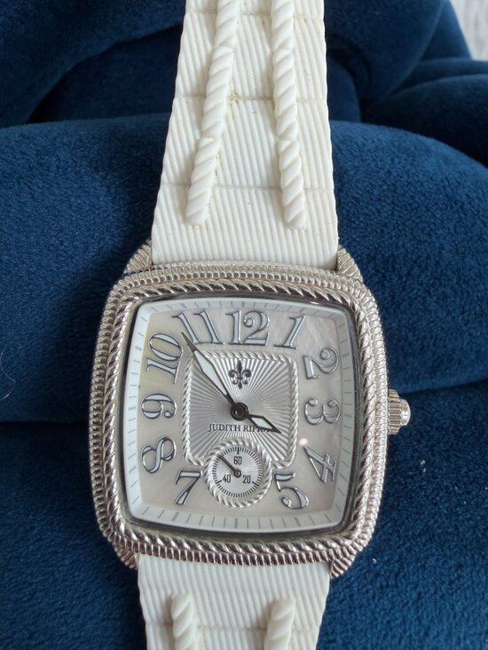 Judith Ripka White Silicone Diamonique Square Watch EUC main image 6